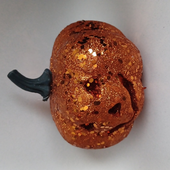 Sparkly Light up Jack-o'-lantern Pumpkin Halloween Decoration Orange Glitter - Picture 4 of 17